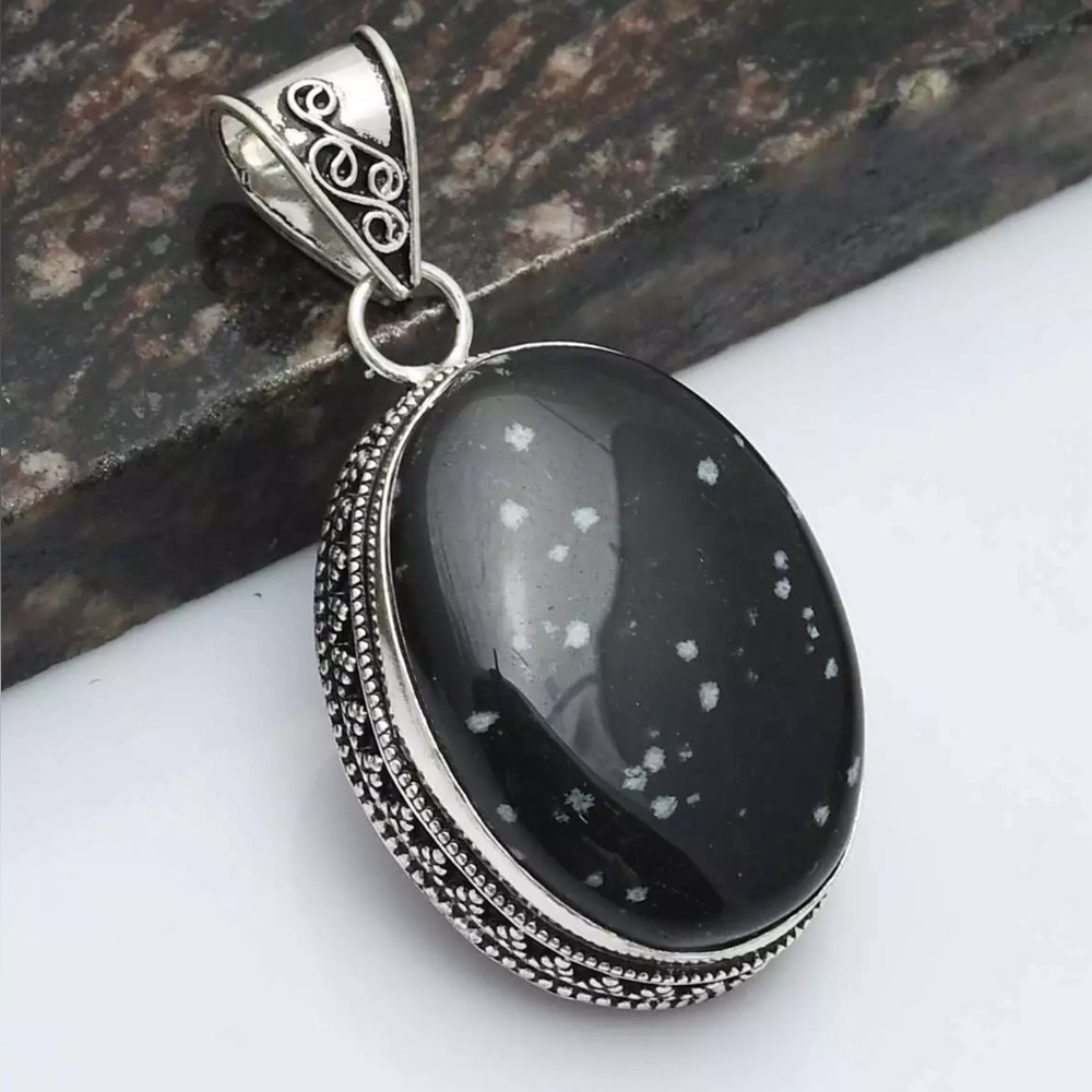 SNOWFLAKE OBSIDIAN PENDANT